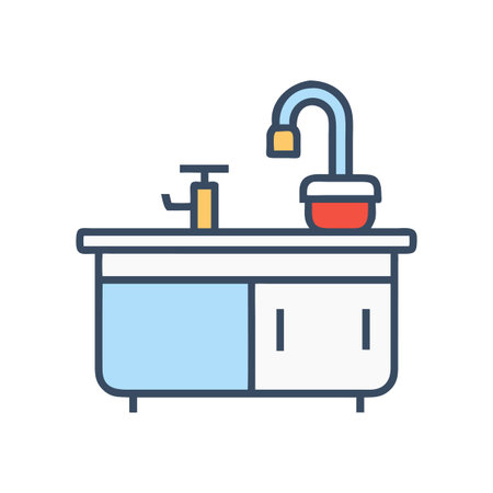 Modern minimalist sink with cabinet for home designのイラスト素材