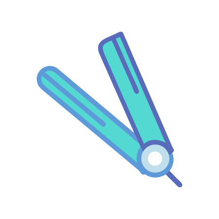 Teal Hair Straightener Illustration on Black Backgroundのイラスト素材