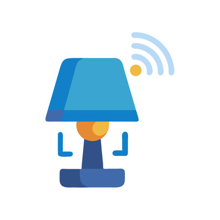 Smart Lamp Illustration with Wireless Signal on Black Backgroundのイラスト素材