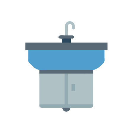 Bathroom sink icon with cabinet on black backgroundのイラスト素材