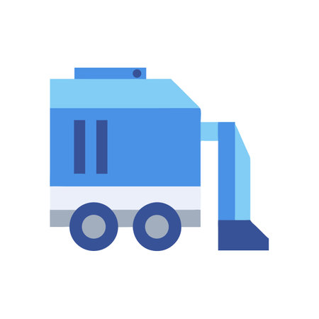 Simple flat vector street sweeper icon on blackのイラスト素材