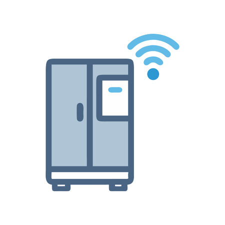 Smart refrigerator icon with wireless connectivity, appliance illustrationのイラスト素材