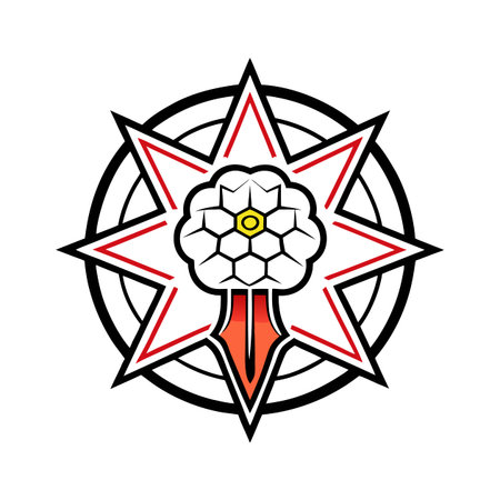 Unique flower design with a star and circleのイラスト素材