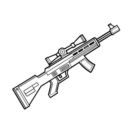 Stylized Assault Rifle with Scope Illustrationのイラスト素材