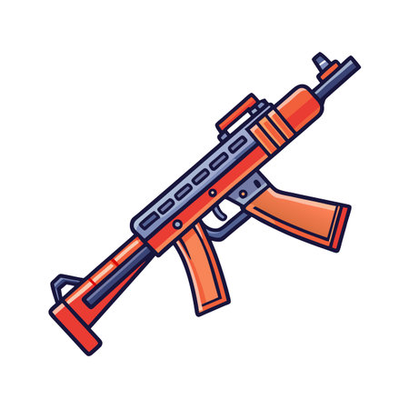 Cartoon Illustration of an AK-47 Style Assault Rifleのイラスト素材