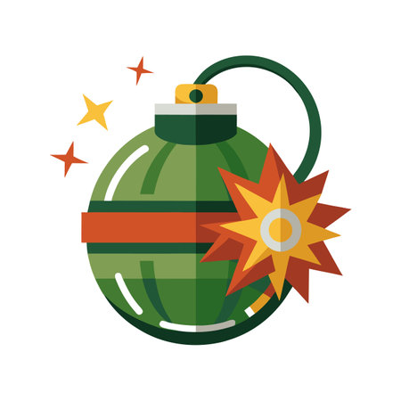 Exploding cartoon grenade vector illustration, weapon of destructionのイラスト素材