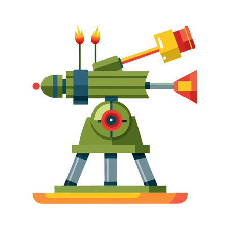 Retro futuristic laser cannon, flat vector style illustrationのイラスト素材