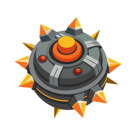 Stylized Cartoon Mine or Explosive Device Illustrationのイラスト素材