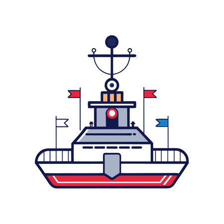 Cartoon Frigate, Ship, or Vessel Illustration on Whiteのイラスト素材