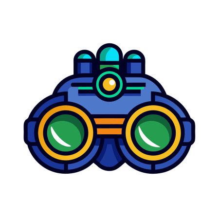 Colorful cartoon binoculars icon representing exploration and discoveryのイラスト素材