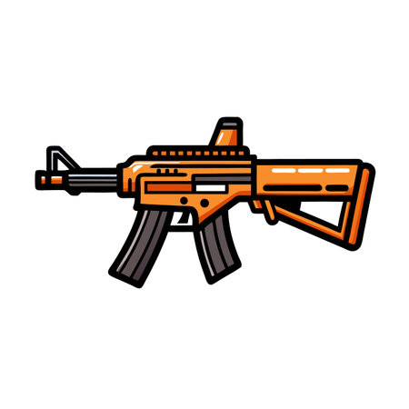 Orange AR-15 style assault rifle cartoon illustrationのイラスト素材