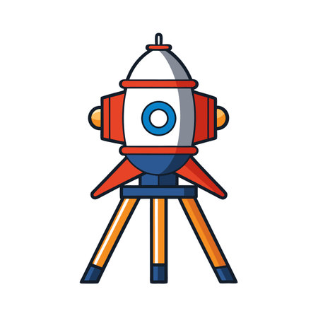 Cartoon rocket standing on tripod illustration designのイラスト素材