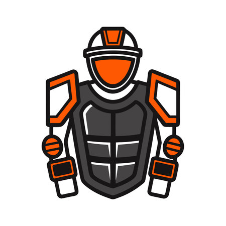 Baseball catcher protective gear, orange and gray colorsのイラスト素材