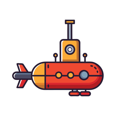 Cartoon Submarine Illustration: Underwater Adventure and Nautical Themeのイラスト素材