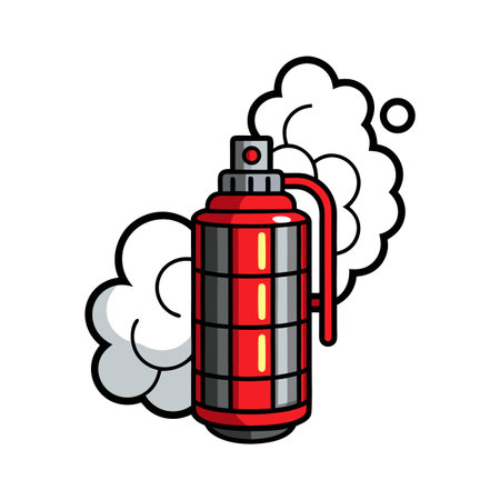 Cartoon Smoke Grenade Vector Illustration on White Backgroundのイラスト素材