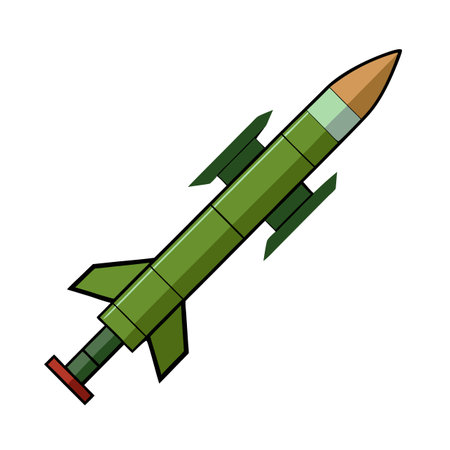 Green Cartoon Missile on White Background Flying Upwardのイラスト素材