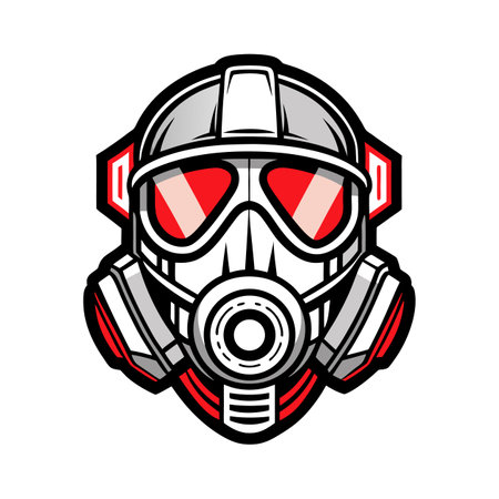 Gas Mask with Red Visor Icon Vector Illustrationのイラスト素材