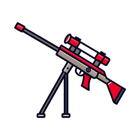 Cartoon sniper rifle with bipod illustration on whiteのイラスト素材