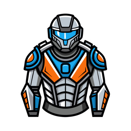 Futuristic Armor Character Design, Sci-Fi Warrior Illustrationのイラスト素材