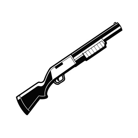 Black and White Illustration of a Pump Action Shotgunのイラスト素材