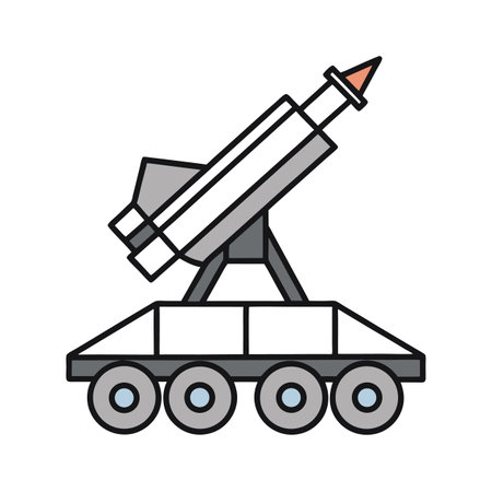Mobile Rocket Launcher Icon - Missile Defense System Conceptのイラスト素材