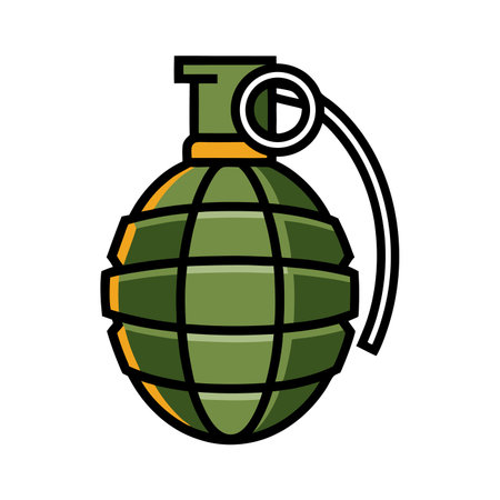 Green fragmentation grenade vector illustration isolated on whiteのイラスト素材