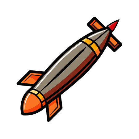Cartoon Bomb or Missile Illustration Against a White Backgroundのイラスト素材