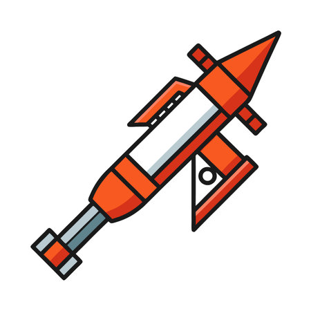 Cartoon Style Rocketship with Orange and White Colorのイラスト素材