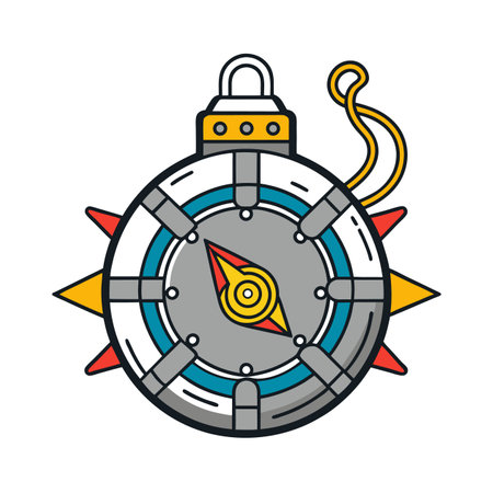 Stylized Steampunk Compass Rose Navigation Direction Tool Vectorのイラスト素材