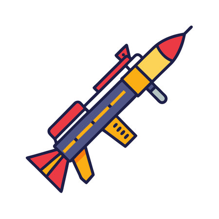 Cartoon Bazooka Illustration: Military Weapon and Rocket Launcherのイラスト素材