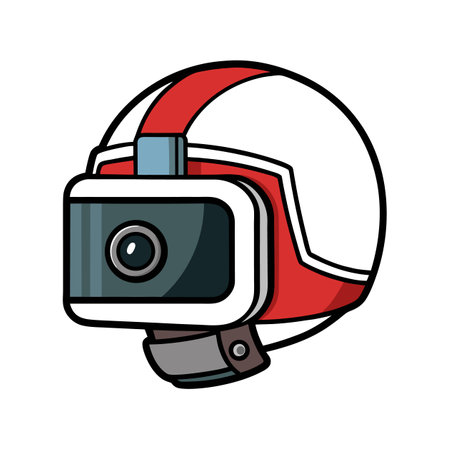 Cartoon racing helmet with VR headset and cameraのイラスト素材