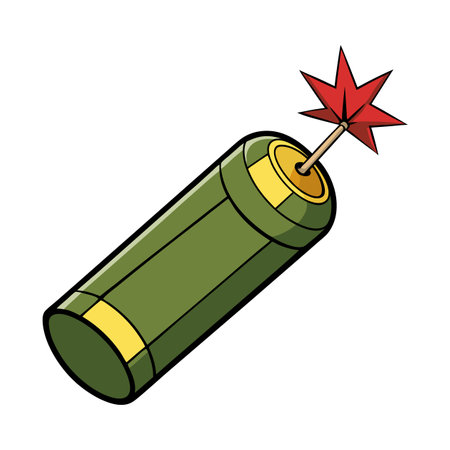 Cartoon Dynamite Stick Illustration with Lit Fuse, Vector Artのイラスト素材