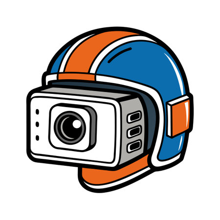 Helmet with action camera vector illustration on whiteのイラスト素材