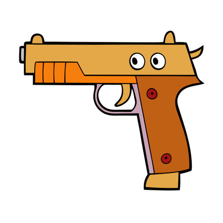 Cute Cartoon Gun: Funny Weapon Character Designのイラスト素材
