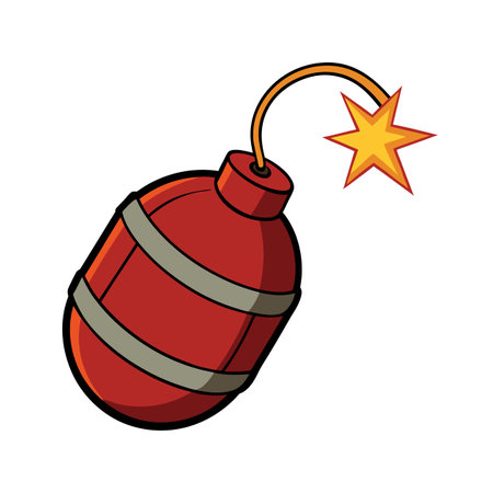 Cartoon Dynamite Bomb with Lit Fuse and Star Sparkのイラスト素材