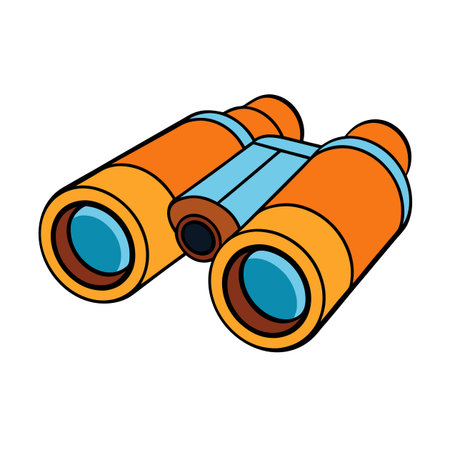 Orange and Blue Cartoon Binoculars Observation Travel Equipmentのイラスト素材