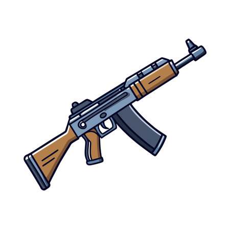 Cartoon assault rifle illustration with magazine and silencerのイラスト素材