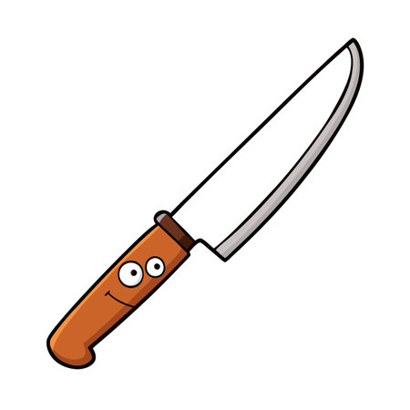 Cartoon knife with face illustration, food prep toolsのイラスト素材