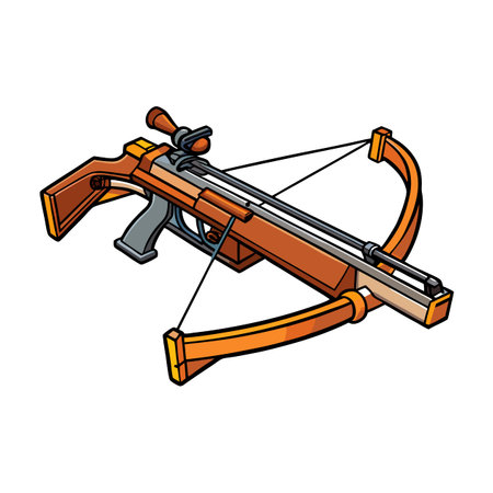 Cartoon Crossbow Weapon Isolated, Hunting or Archery Equipmentのイラスト素材