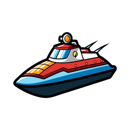 Cartoon speed boat with futuristic design illustrationのイラスト素材