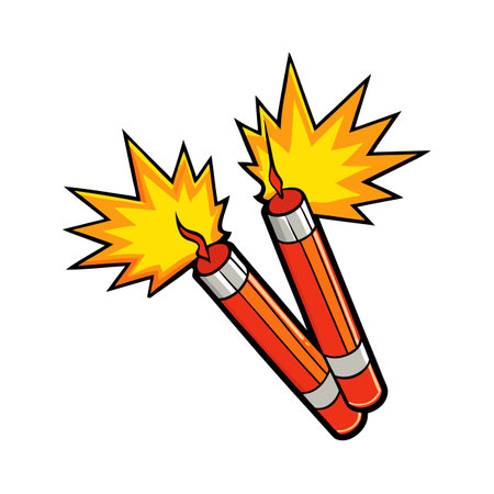 Cartoon Sparklers Illustration for Celebration or Festive Occasionのイラスト素材