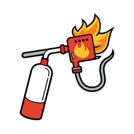 Cartoon blowtorch tool with a tank and fireのイラスト素材
