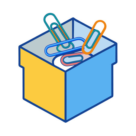 Box full of colorful paper clips illustration designのイラスト素材