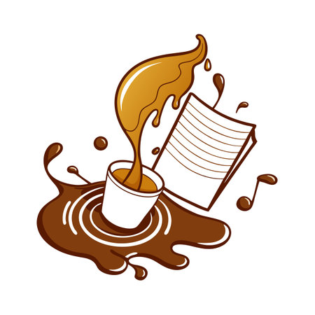 Coffee Spill Creativity: Music and Writing Inspiration Conceptのイラスト素材