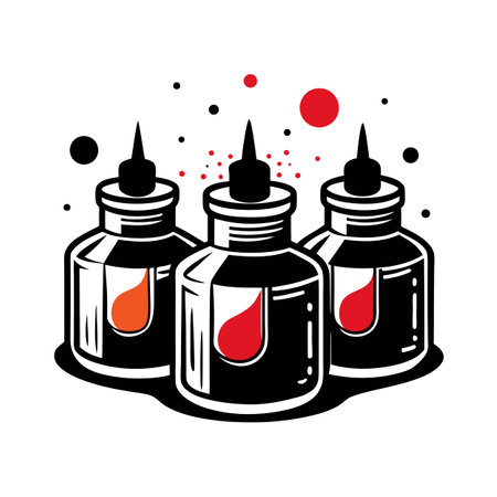 Tattoo Ink Bottles Vector Illustration in Red Colorsのイラスト素材