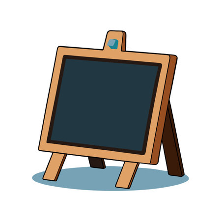 Cartoon style chalkboard sign with wooden frame, blankのイラスト素材