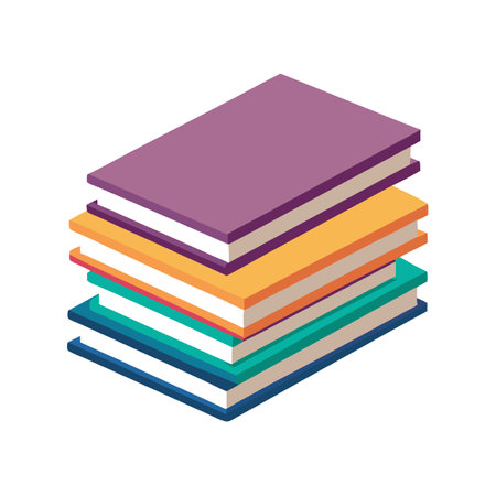 Isometric Stack of Colorful Books Illustration, Learning Resourceのイラスト素材