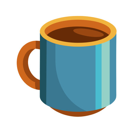 Isometric Coffee Mug Illustration with Blue and Brown Designのイラスト素材