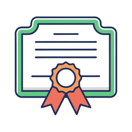 Achievement Certificate Icon with Award Ribbon Illustration Vectorのイラスト素材