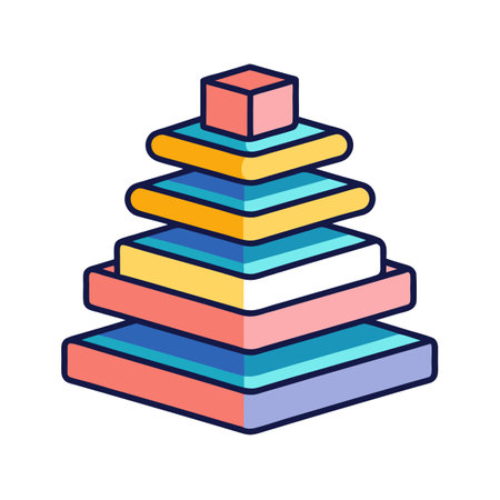 Colorful Layered Pyramid Illustration for Business or Educational Useのイラスト素材